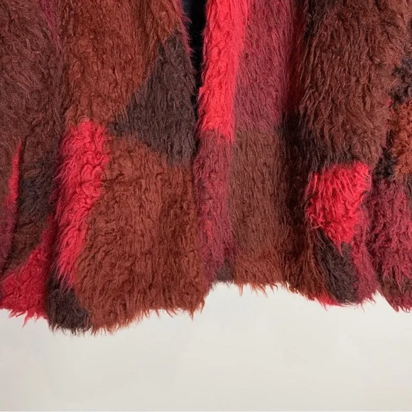 NEW IRO Sechura Patchwork-Effect Faux Fur Jacket *Mixed Red* Sz FR 44 / US 12 - Picture 8 of 16